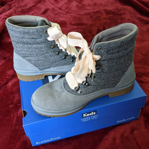 Keds Women's Camp Water-Resistant Boot w/ Thinsulate, Grey & Ballet Pink Laces - Picture 8 of 8